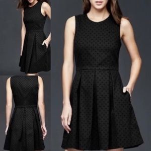 EUC Gap Black Fit & Flare Dress with Raised Velvet Polka Dots